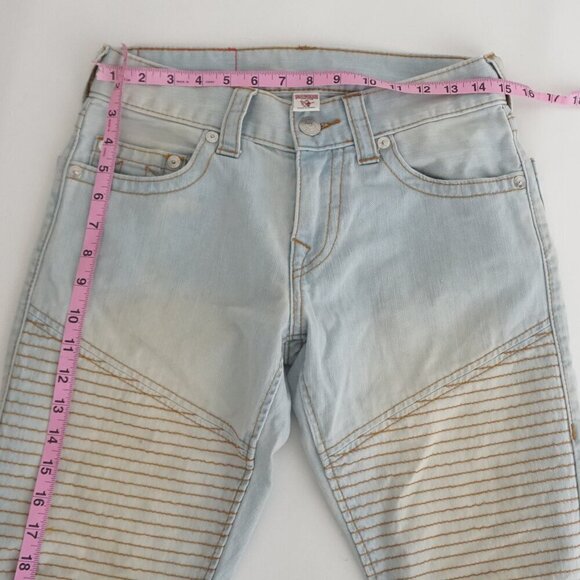 True Religion World Tour Section Moto Light Wash Skinny Blue Denim Jeans 28 - Picture 3 of 16
